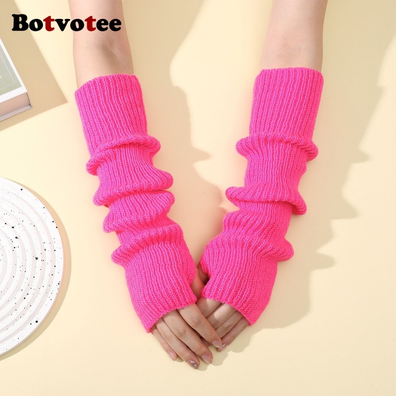 Fingerless Glove Knit - Botvotee Y2k Accessories Knit Warm Winter